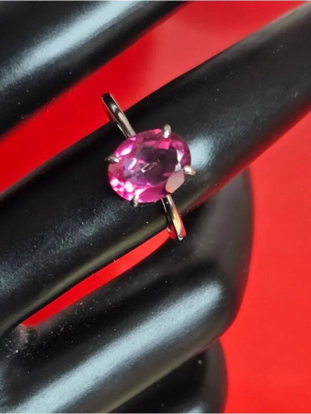 925 Sterling Silver Ring with Natural Pink Topaz  Gem
